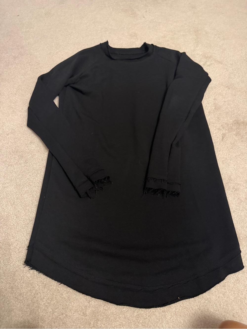 Black Long Sleeve Crewneck Tunic sweatshirt Top - Women